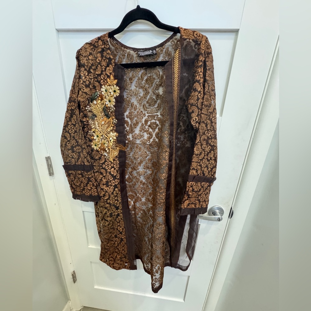 Panache Brown and Gold Embroidered Jacket